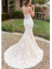 Strapless Sweetheart Neck Ivory Lace Tulle Romantic Wedding Dress